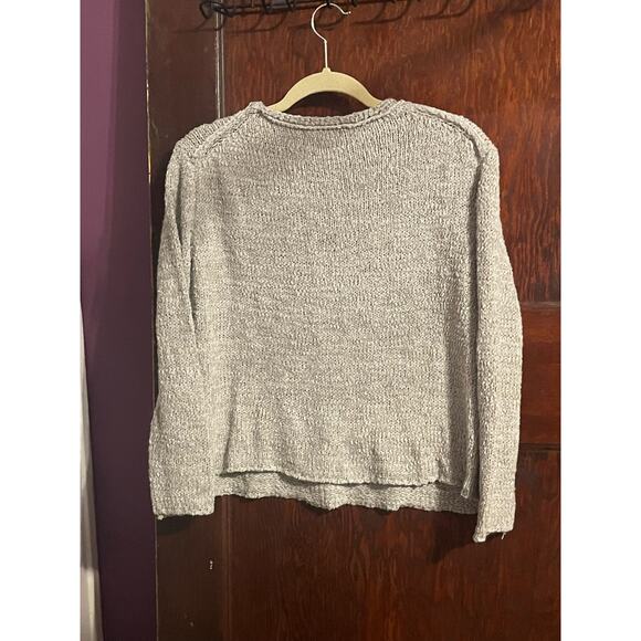 SOLUTION WOMENS BOXY RELAXED FIT CROPPED SWEATER GRAY MARLED KNIT ONE SIZE - Picture 3 of 7